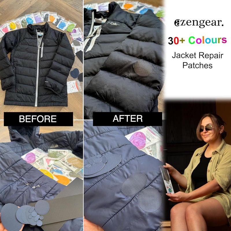 aZengear Repair Patches - Waterproof, Self-Adhesive, Tear-Cold-Heat-Resistant Polyester Fabric to Fix Down Jacket, Puffer, Snowsuit, Shoe, Tent, PVC, Clothing, Upholstery (Black) - Image 4